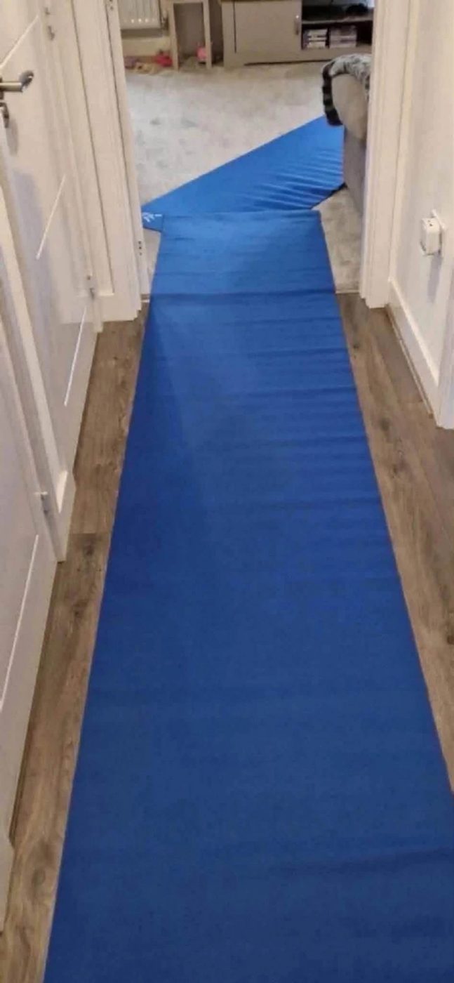 Floor protection laid through a customer's home